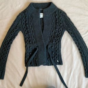 Medium Aéropostale Grey Knitted Button Tie Sweater